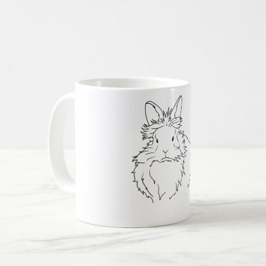 Black Lionhead Rabbit Gift Koffiemok (Voorkant links)