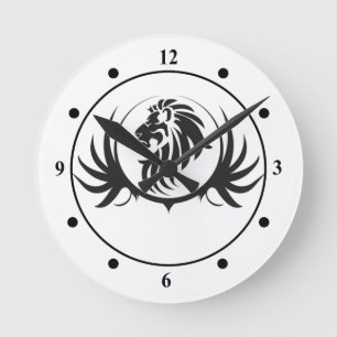 Black Lions Head Ronde Klok