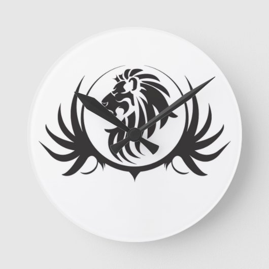 Black Lions Head Ronde Klok (Voorkant)