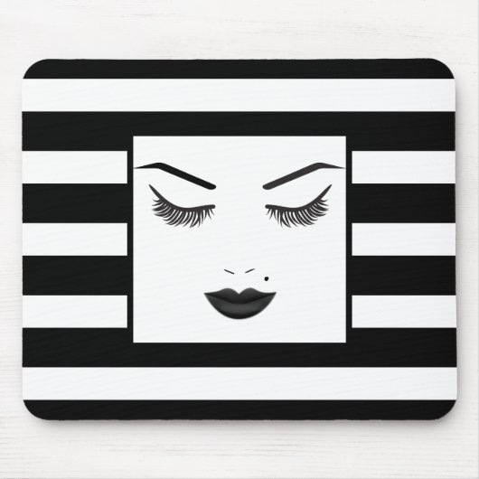 Black Lips Makeup Face Eyebrows Lips Glam Beauty Muismat (Voorkant)