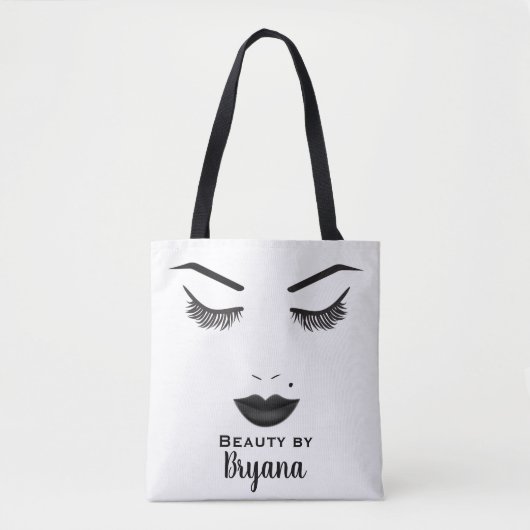Black Lips Makeup Face Eyebrows Lips Glam Beauty Tote Bag (Voorkant)
