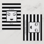 Black Lips Makeup Face Eyebrows Lips Glam Beauty Visitekaartje (Voorkant / Achterkant)