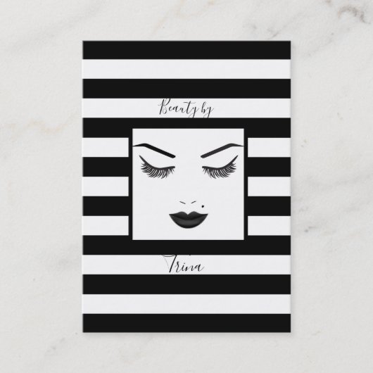 Black Lips Makeup Face Eyebrows Lips Glam Beauty Visitekaartje (Voorkant)