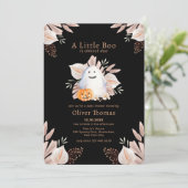 Black Little Boo Boho Ghost Halloween Baby shower Kaart (Staand voorkant)
