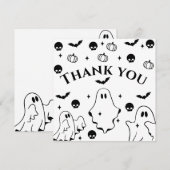 Black  Little Ghost Halloween Baby Shower  Bedankkaart (Voorkant / Achterkant)