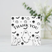 Black  Little Ghost Halloween Baby Shower  Bedankkaart (Staand voorkant)