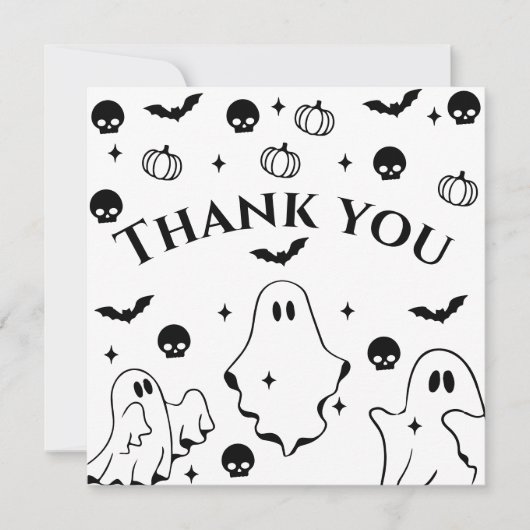 Black  Little Ghost Halloween Baby Shower  Bedankkaart (Voorkant)
