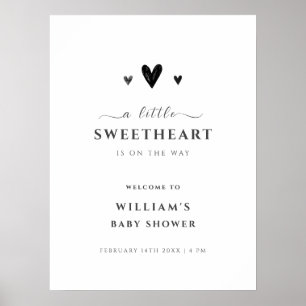 Black Little Sweetheart Welkom Baby shower Poster