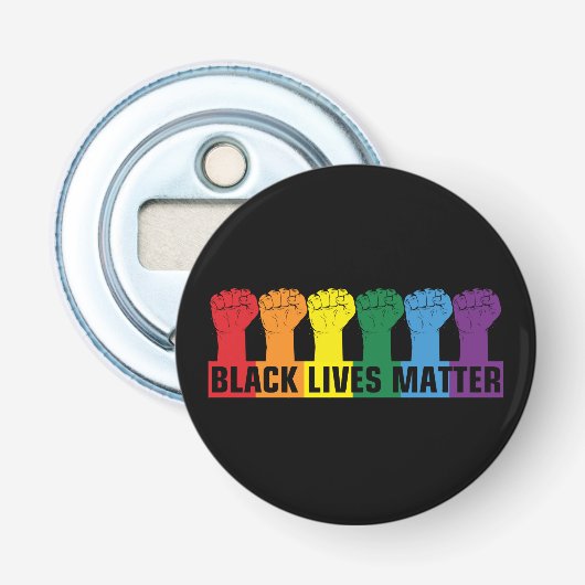 Black Lives Matte _ BLM regenboog Button Flesopener (Voorkant)