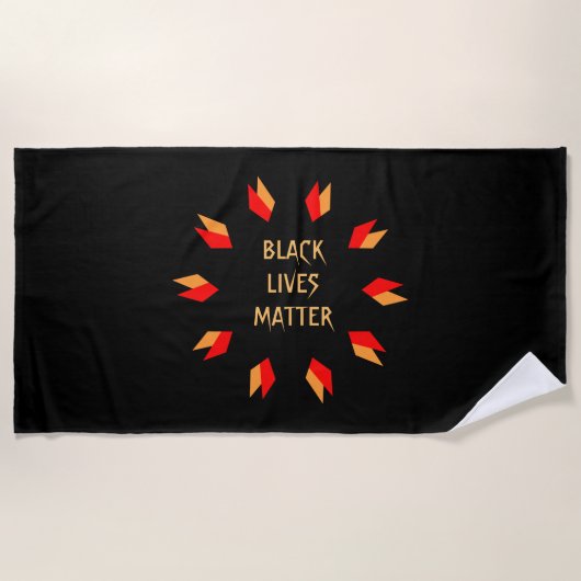 Black Lives Matte Red Gold Beach Towel Strandlaken (Voorkant)