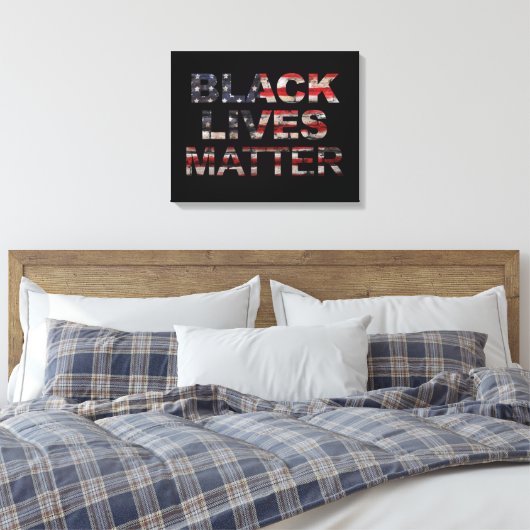 Black Lives Matter | Amerikaanse vlag Canvas Afdruk (Insitu (Slaapkamer))