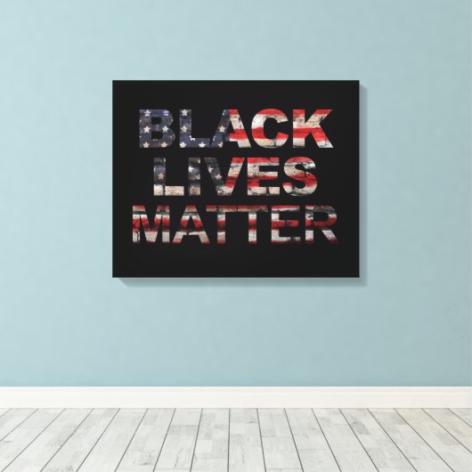 Black Lives Matter | Amerikaanse vlag Canvas Afdruk (Insitu (Houten vloer))