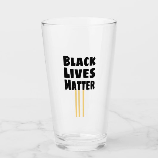 Black Lives Matter BLM 3 Yellow Stripes Glas (Voorkant)