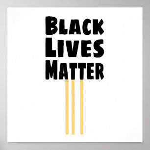 Black Lives Matter BLM 3 Yellow Stripes Poster