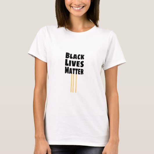 Black Lives Matter BLM 3 Yellow Stripes T-shirt (Voorkant)
