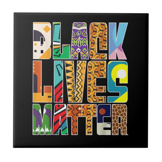 Black Lives Matter BLM Diversity Mural Black H Tegeltje (Voorkant)