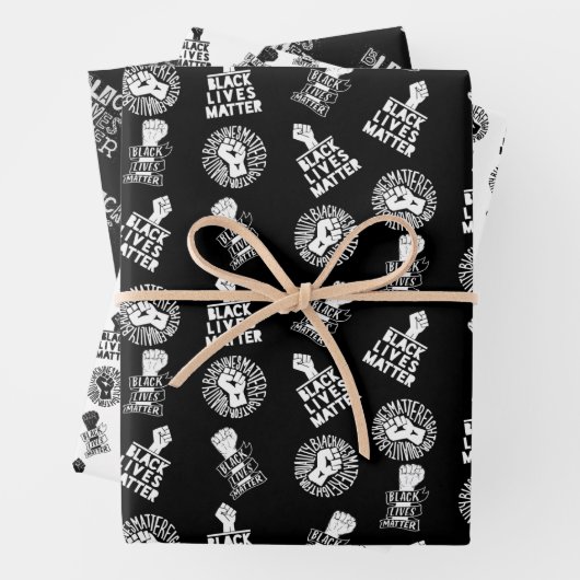 Black Lives Matter BLM Power Fist Collectie Trio Inpakpapier Vel (In situ)