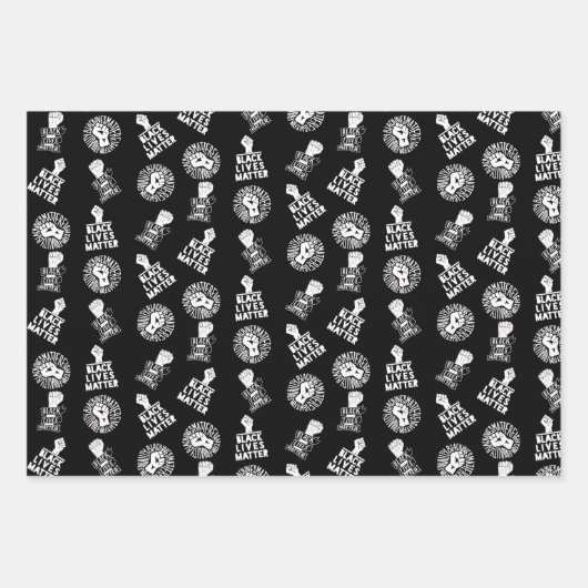 Black Lives Matter BLM Power Fist Collectie Trio Inpakpapier Vel (Voorkant)