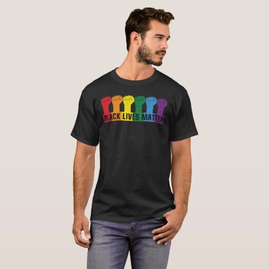 BLACK LIVES MATTER - BLM Rainbow T-shirt (Voorkant volledig)
