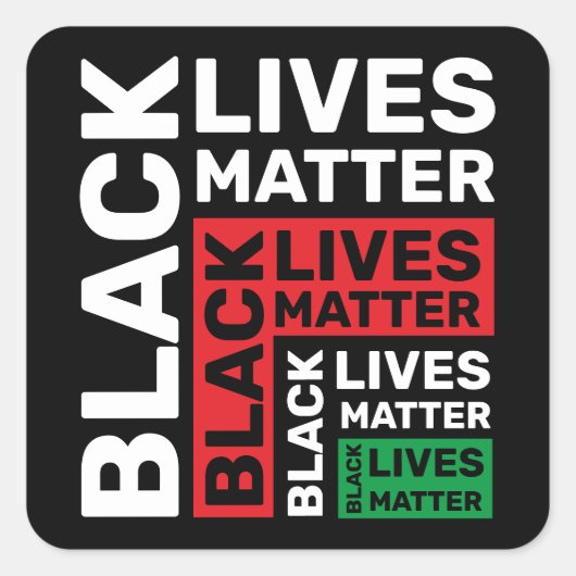 Black Lives Matter BLM Red Green Square Sticker (Voorkant)