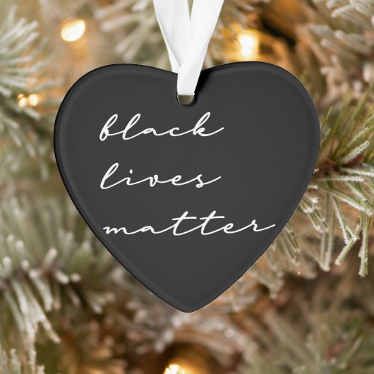Black Lives Matter Calligraphy Custom Colors Heart Ornament (Boom)