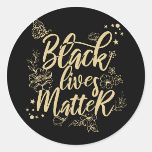 Black Lives Matter   Elegant Black en Gold BLM Ronde Sticker