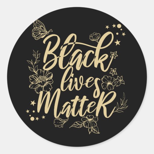 Black Lives Matter | Elegant Black en Gold BLM Ronde Sticker (Voorkant)