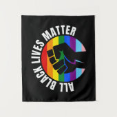 Black Lives Matter Fist en LGBTQ Flag Wandkleed (Voorkant)