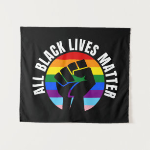 Black Lives Matter Fist en LGBTQ Flag Wandkleed