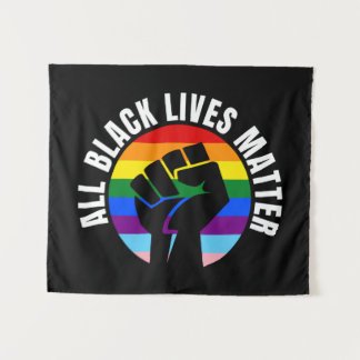 Black Lives Matter Fist en LGBTQ Flag Wandkleed