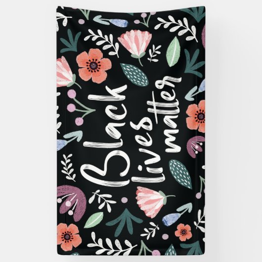 Black Lives Matter Floral Banner (Verticaal)