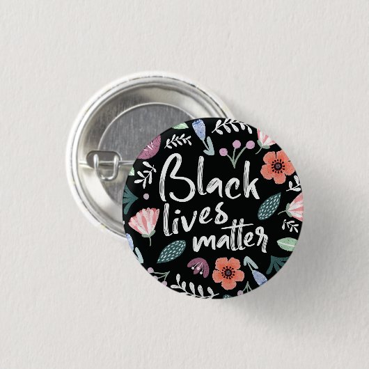 Black Lives Matter Floral Button (Voorkant /achterkant)