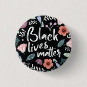 Black Lives Matter Floral Button (Voorkant)