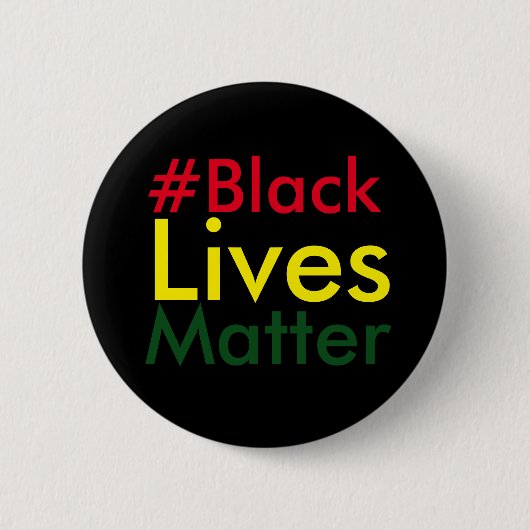 Black Lives Matter Hashtag Rasta Button (Voorkant)