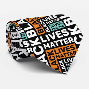 Black Lives Matter Orange Blue Typography Pattern Stropdas