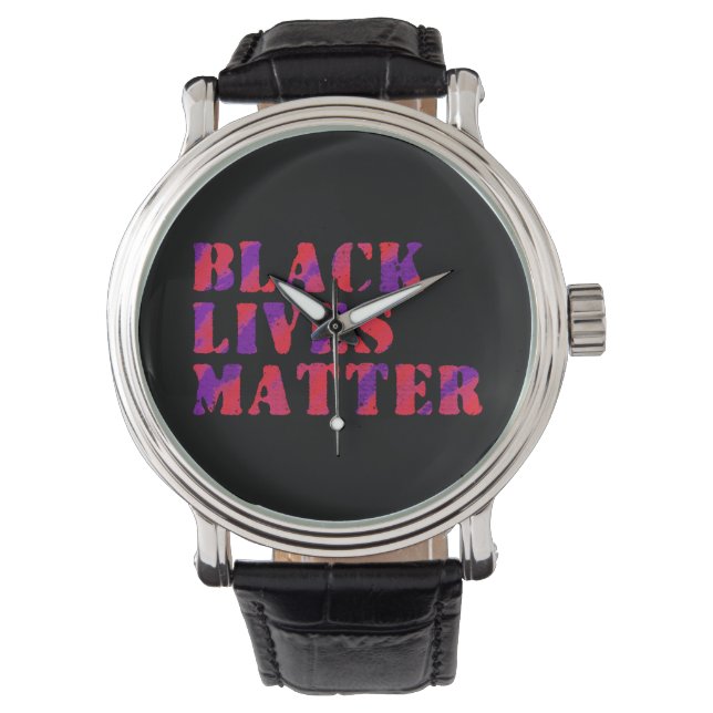 Black Lives Matter Painting 02 Red Paars Custom Horloge (Voorkant)