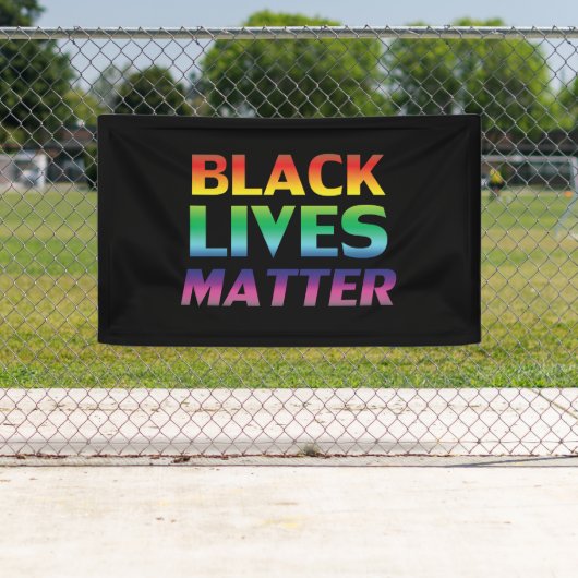 Black Lives Matter pride regenboog typografie zwar Spandoek (Insitu)