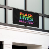 Black Lives Matter pride regenboog typografie zwar Spandoek (Buitenkant Gebouw)