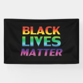Black Lives Matter pride regenboog typografie zwar Spandoek (Horizontaal)
