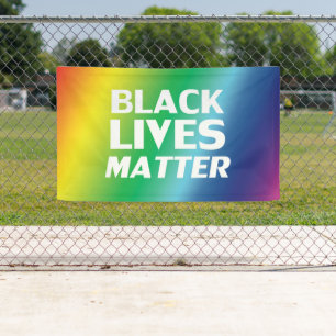 Black Lives Matter regenboog gradiënt lgbt trots Spandoek
