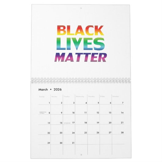 Black Lives Matter regenboog trots moderne typogra Kalender (Mar 2026)