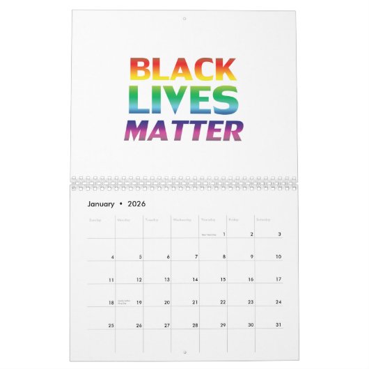 Black Lives Matter regenboog trots moderne typogra Kalender (Jan 2026)