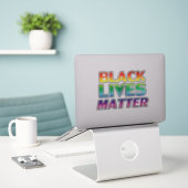 Black Lives Matter regenboog typografie lgbt trots Sticker (Laptop op bureau)