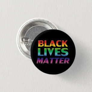 Black Lives Matter regenboog typografie trots zwar Ronde Button 3,2 Cm