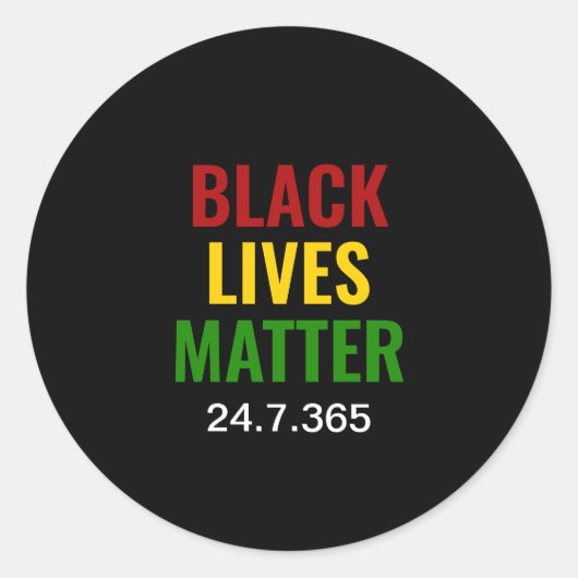 BLACK LIVES MATTER Rood Geel Groen BHM Ronde Sticker (Voorkant)