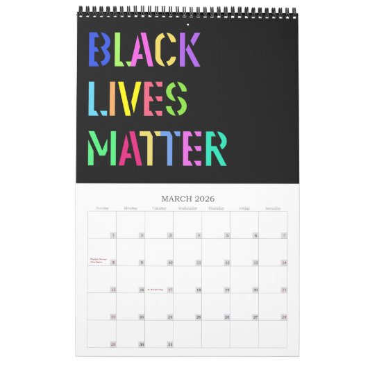 Black Lives Matter Stencil 01 Editable Kalender (Mar 2026)