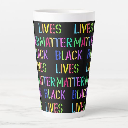 Black Lives Matter Stencil 01 Editable Latte Mok (Voorkant)
