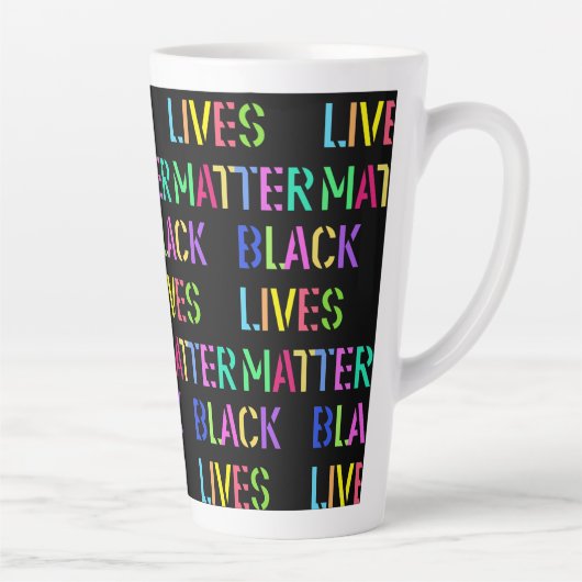 Black Lives Matter Stencil 01 Editable Latte Mok (Rechts)