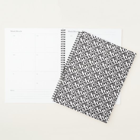 Black Lives Matter wit zwart typografie patroon Planner (Display)