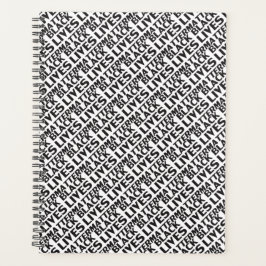 Black Lives Matter wit zwart typografie patroon Planner